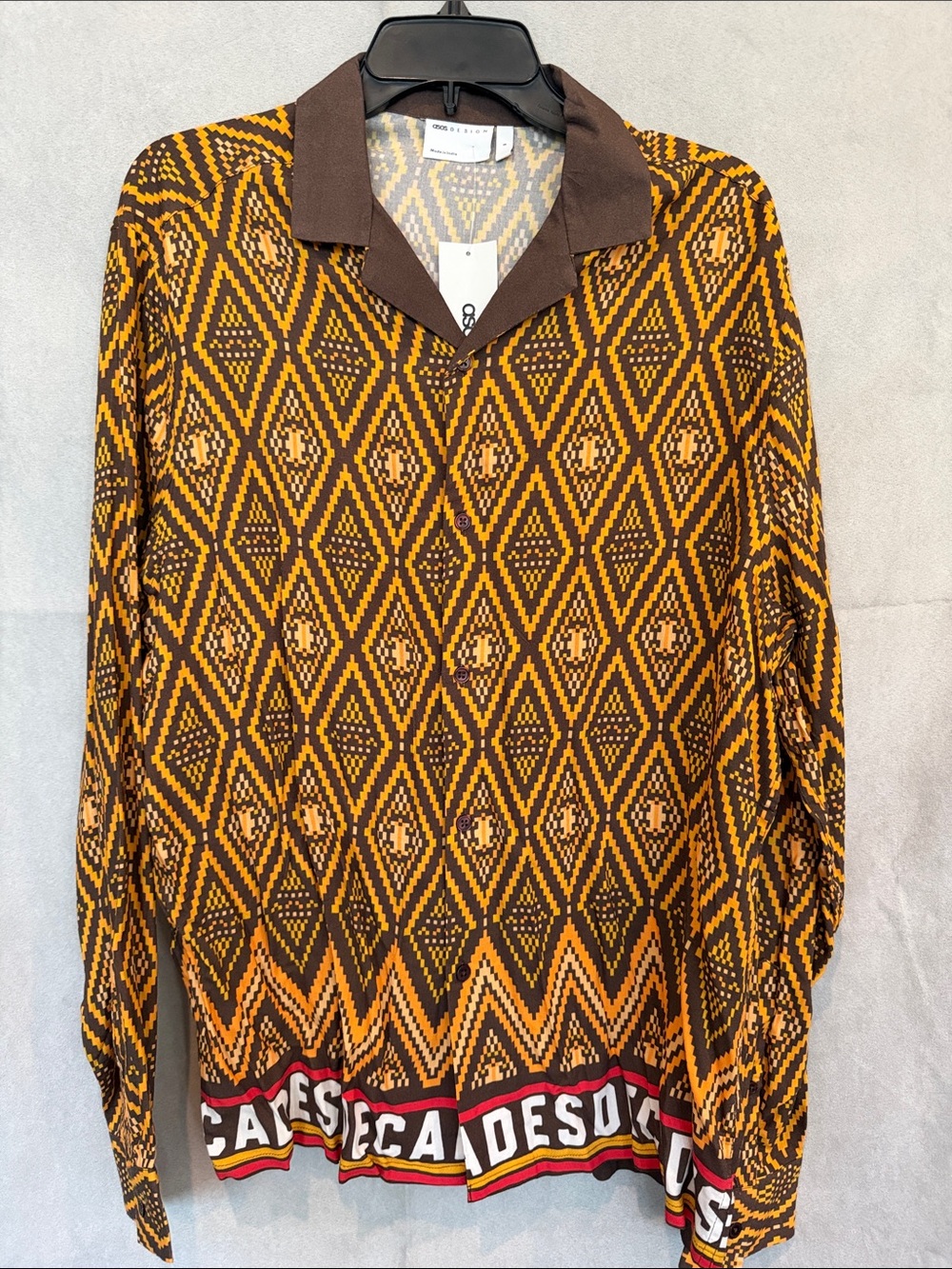 💥NWT, ASOS Geometric Diamond Knit Top in Mustard & Brown